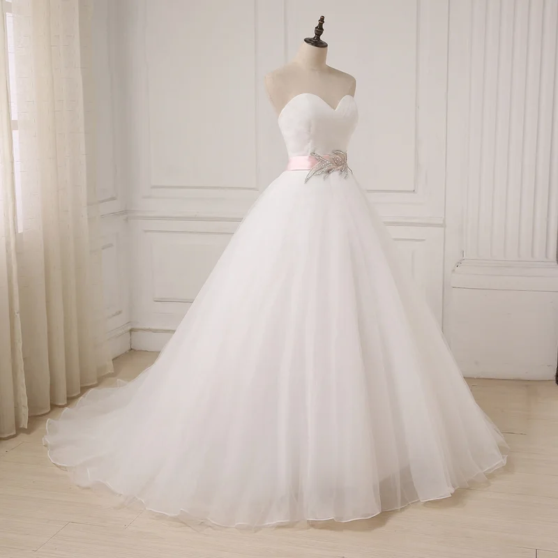 Simple Wedding Dresses Sweetheart Sleeveless Bridal Dresses Ball Gown Organza Backless Appliques Bridal Gowns Vestido De Noiva