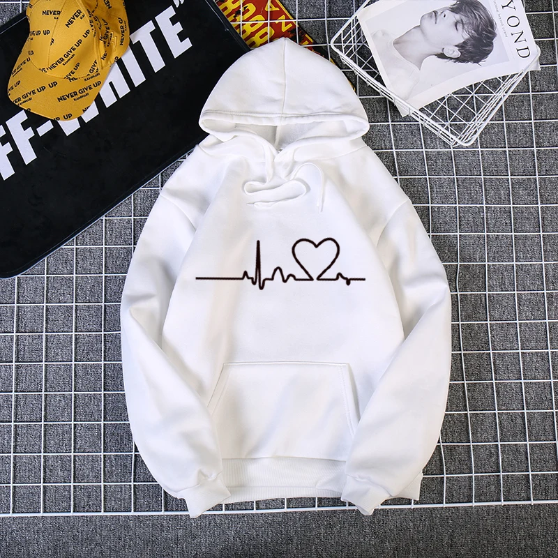 

Толстовка парная с надписью Love, Модный пуловер с принтом в стиле Харадзюку, Повседневный свитер с капюшоном, уличные повседневные топы с кру...