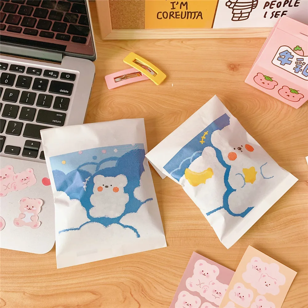 4 шт. крафт бумажные пакеты сумка для конфет шеврон Kawaii милая свадьбы дня рождения