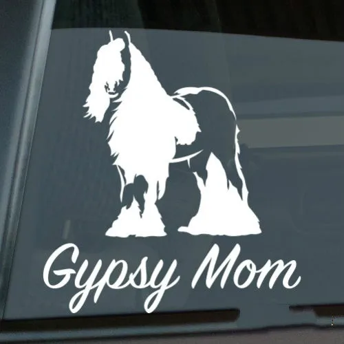 

Gypsy Mom Sticker Die Cut Vinyl - Ver 3 Irish Cob Coloured Tinker Horse window decal Size(inch): 4.55 X 5.00