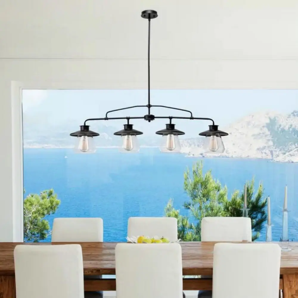 

Pendant Light Vintage American Industrial Style Clear Glass Shades Lamp 4 Lights Hanging Lights For Kitchen Dining Bedroom Bar