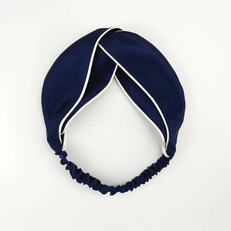 

100% Mulberry Silk Cross Headband headwear fashion Knotted headwrap Elastic Hair Accessories women Headdress ladies Hoop