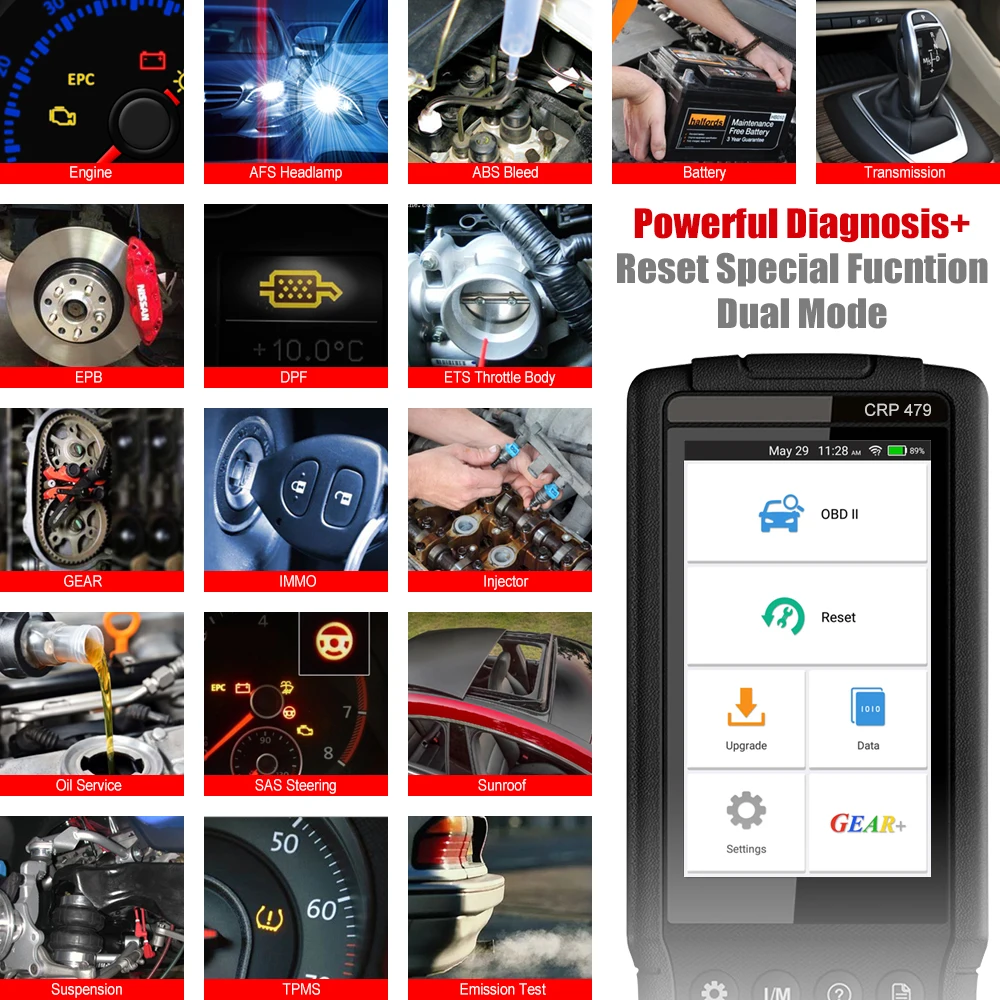 LAUNCH CRP479 Wi Fi Obd2 Автомобильный сканер считыватель кодов ABS EPB DPF Сброс масла IMMO
