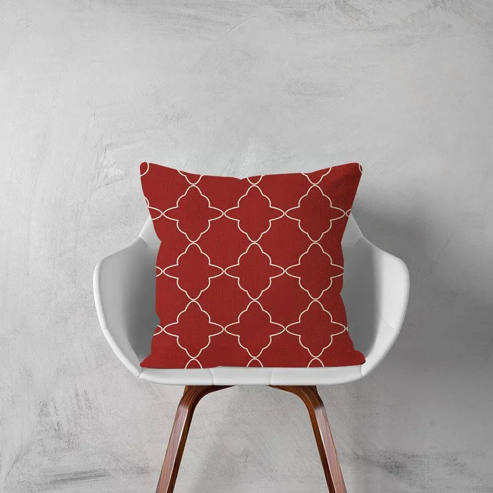 

Geometric Cushion Cover Home Decoration Pillowcase Pillow Pillowcase Geometry Decorative Red Cushion Sofa J7P1