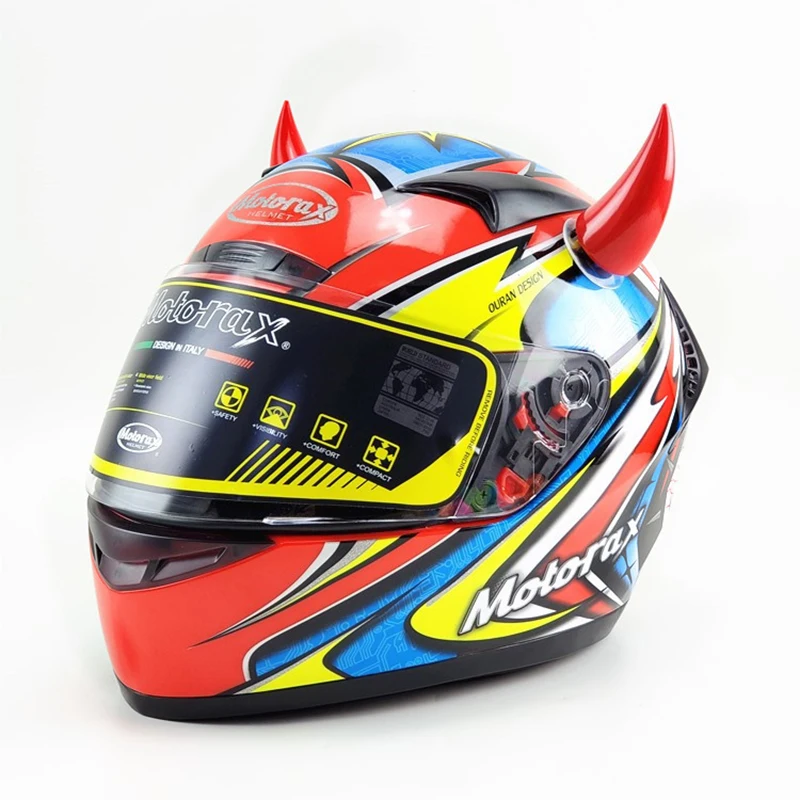 

Fast Ship! Blue/red/black Full Face Off Road Helmet Decoration Car Accessories Car Motorcycle Helmet Devil Horn Motocross Tools
