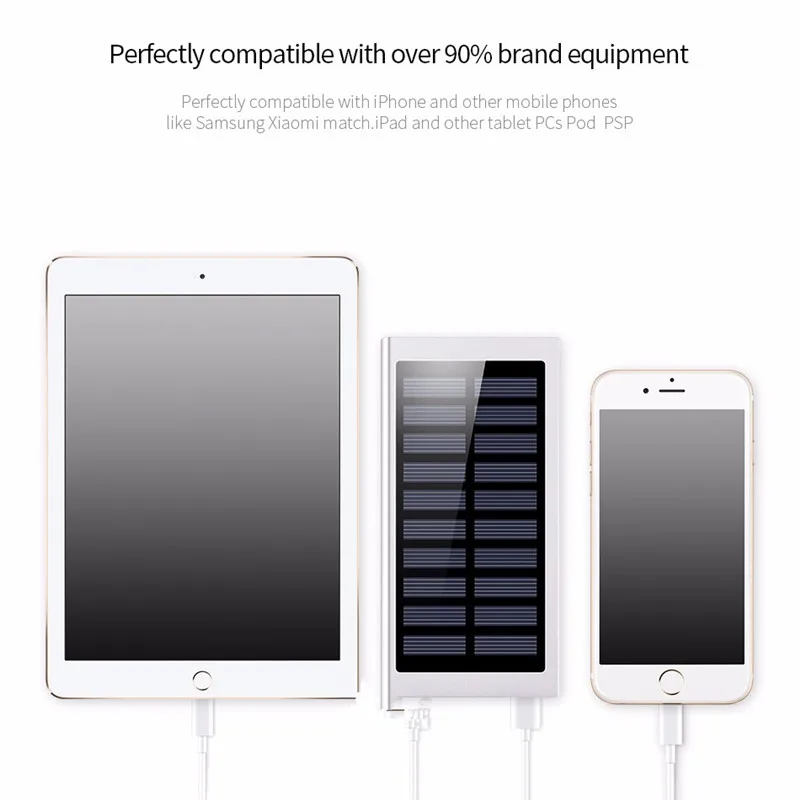 Ультратонкое солнечное зарядное устройство 30000 мАч Внешний аккумулятор 2 USB LED