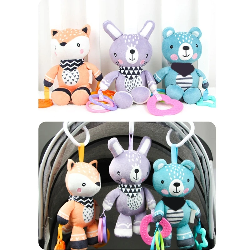 

T5EC Baby Stroller Mobile Rattle Pushchair Pram Pendant Cartoon Animal Doll Crib Hanging Bell Educational Sensory Toy