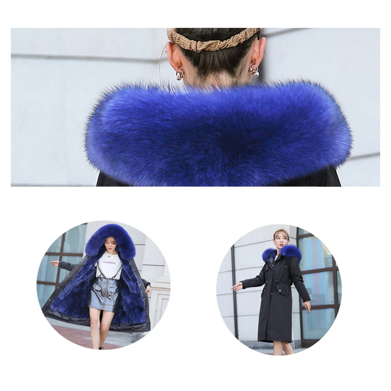 Women Winter Jacket Real Fur Coat Long Parka waterproof women coat Natural fox Fur Collar Thick Warm Real Rex rabbit hair Liner
