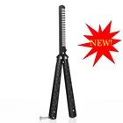 Новинка; 1 предмет складной бабочка Ножи гребень Нержавеющаясталь тренировочный гребень с бабочкой Укладка волос путешествия аксессуар