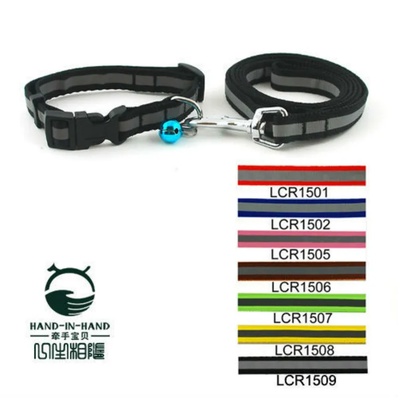 

Pet Products Dog Supplies Color Nylon 1.5cm Pet Dog Reflective Print Collar Leash Lead Set (7 Colors) 7pcs/lot