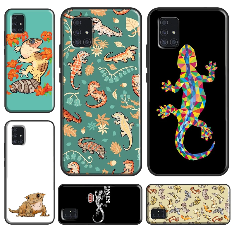 Чехол для Samsung A12 A32 A42 A52 A72 A20e A21S A11 A31 A51 A71 A70 A50 A10 A20 A02 S с изображением ящериц гекко.