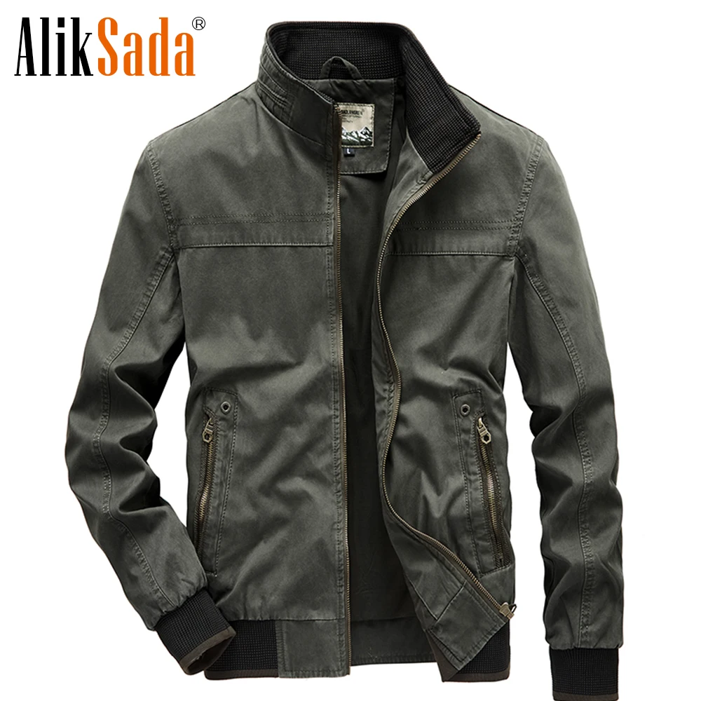 Куртка мужская Осенняя хлопковая с воротником-стойкой Модный трендовый пиджак