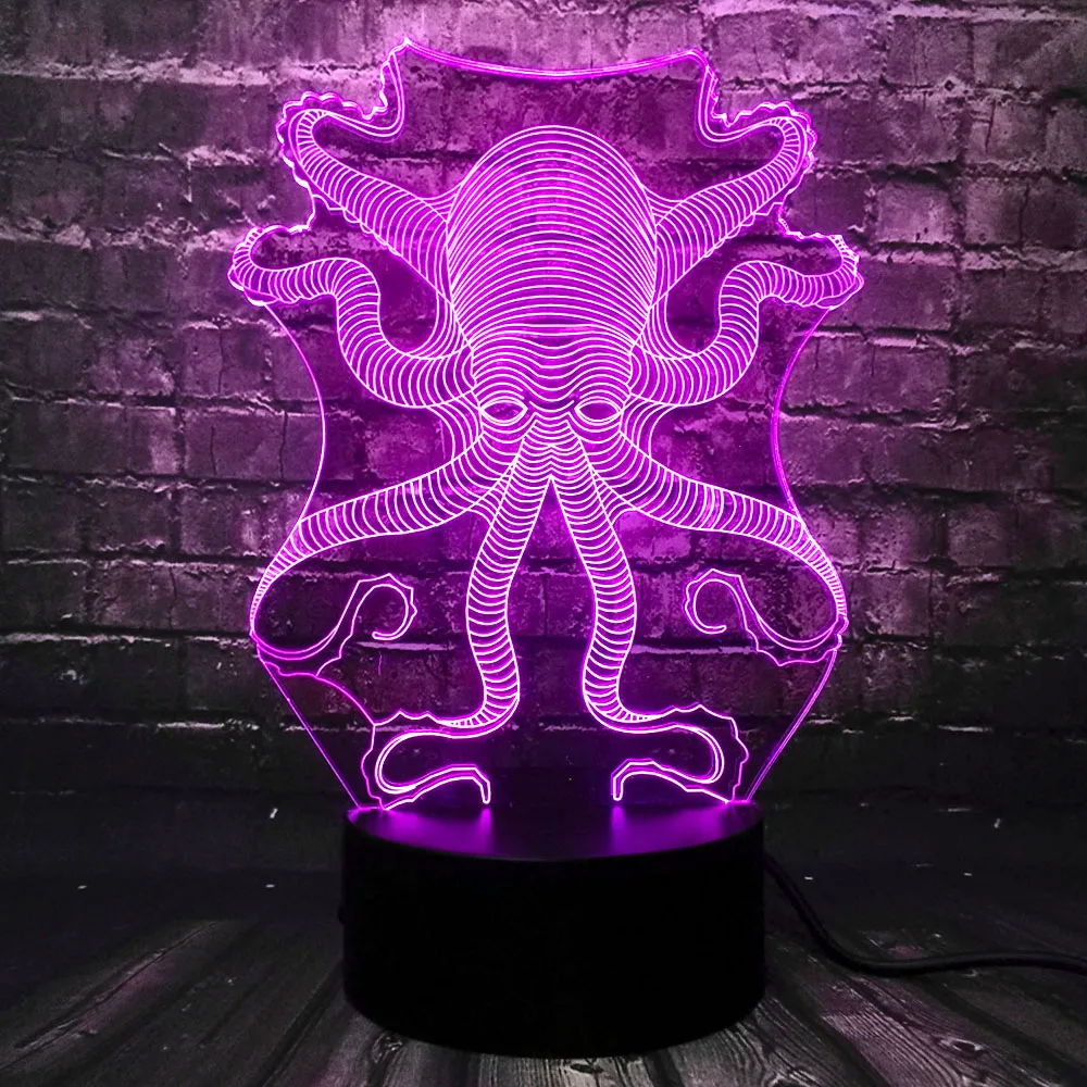 Яркие 3D животных Осьминог Каракатица RC USB светодиодный светильник Подводный мир
