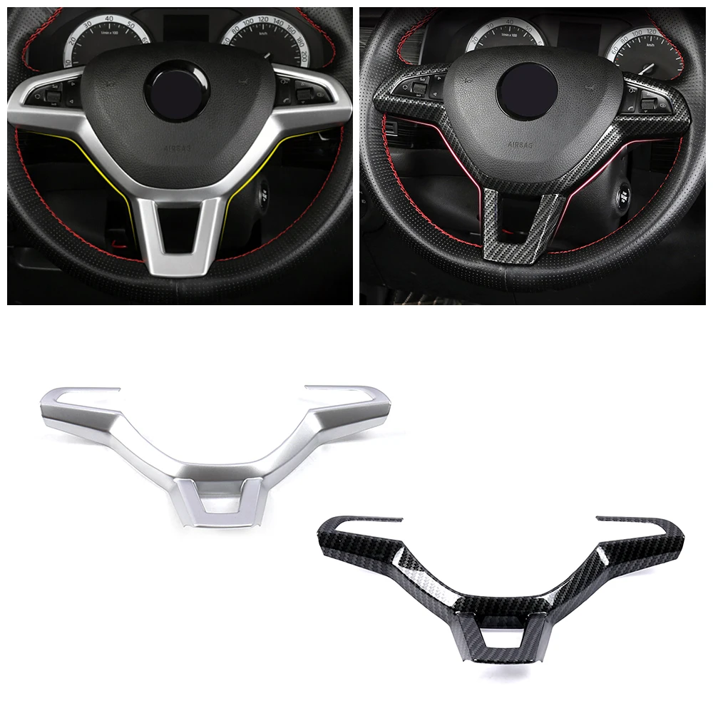 

For Skoda Kodiaq 2016-2020 Interior Part Refit Steering Wheel Frame Trim Carbon Fiber Color Decoration Trim Car Accessories