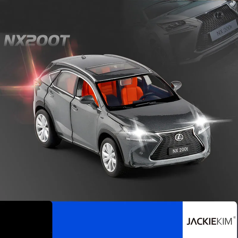 Серый 1:32 весы Lexus NX200T SUV синий белый серый с откидной спинкой Muaical мигающий для детей игрушки подарки - Цвет: Серый