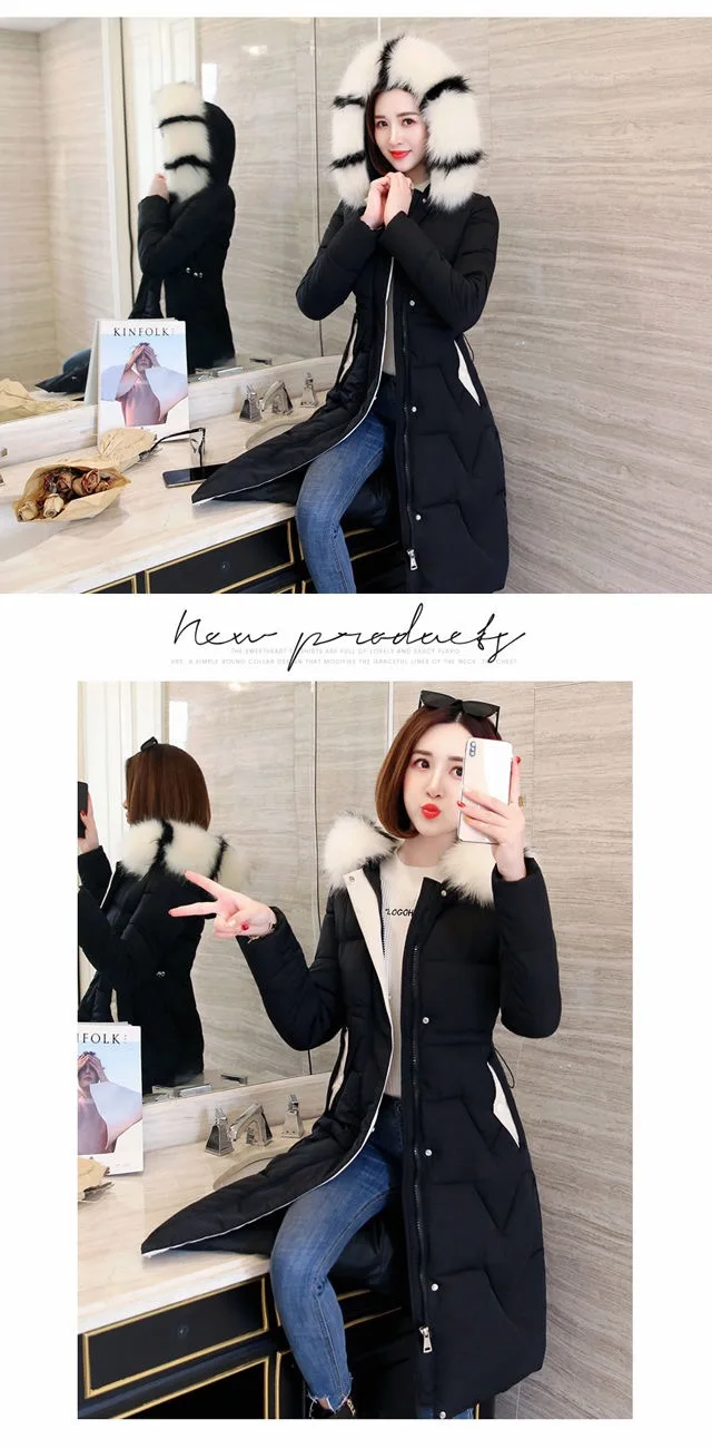 Vangull Parka женские зимние пальто длинные хлопковые повседневные меховые куртки с капюшоном женские толстые теплые зимние парки Женские приталенные пальто