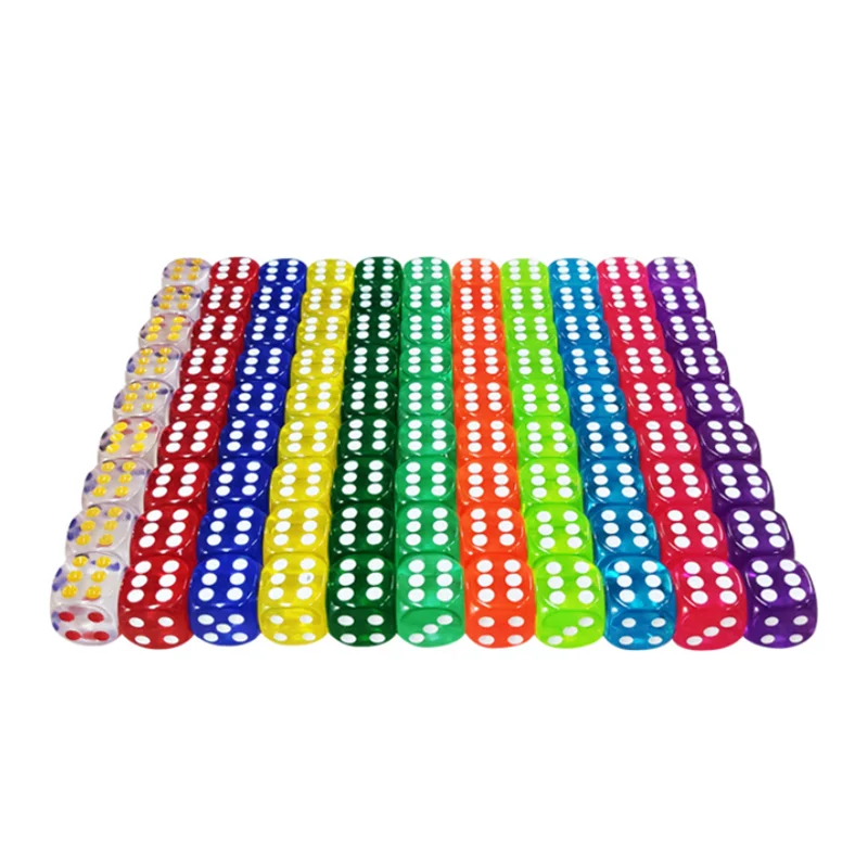 

10 шт. 16 мм прозрачные красочные акриловые Круглые Угловые кубики стандартные шестисторонние для настольных игр и других игр аксессуары