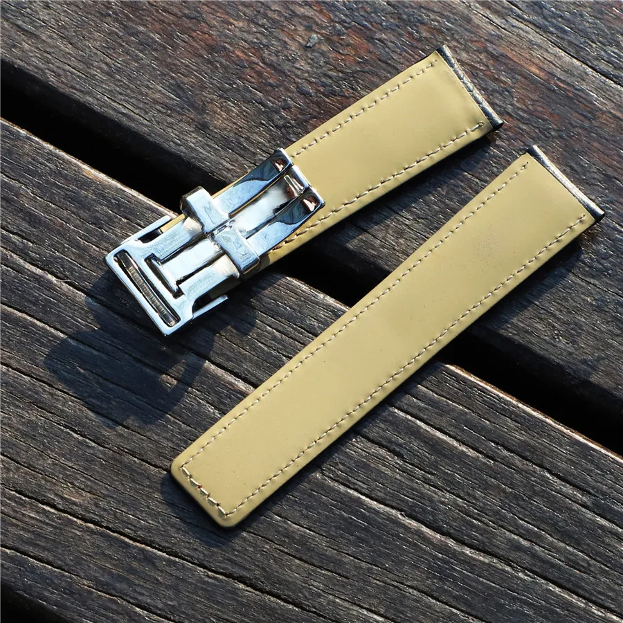 Ремешок из натуральной кожи для наручных часов 22 мм черный красный браслет с