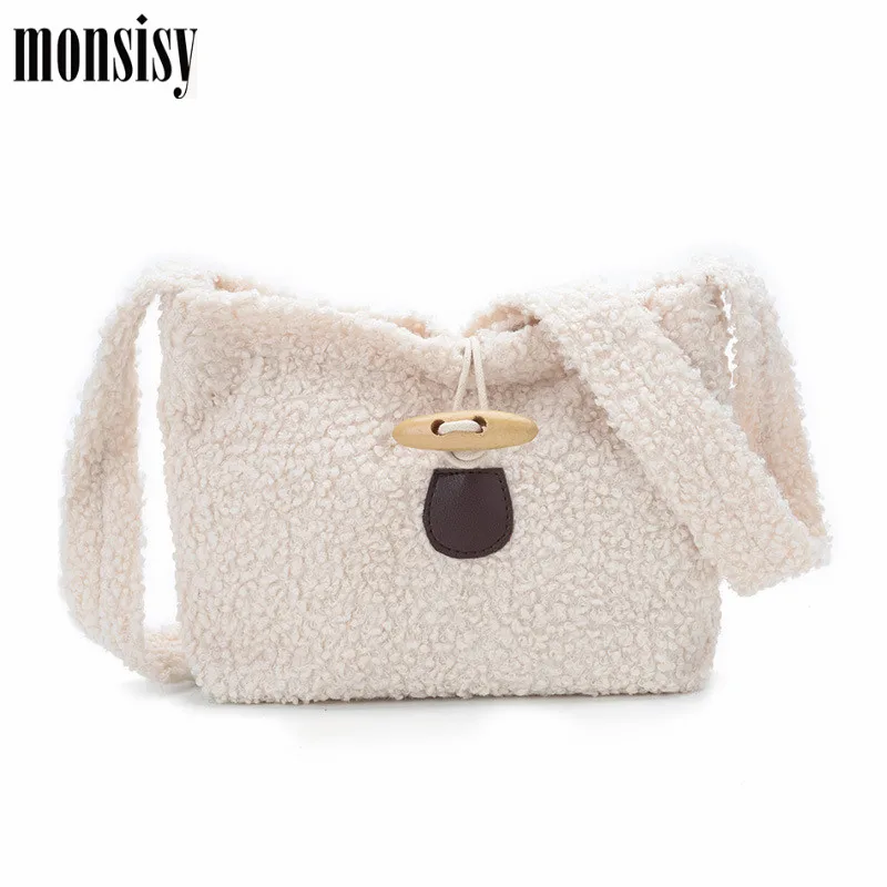 Monsisy/зимние шерстяные сумки через плечо для девочек Сумочка детей яркие