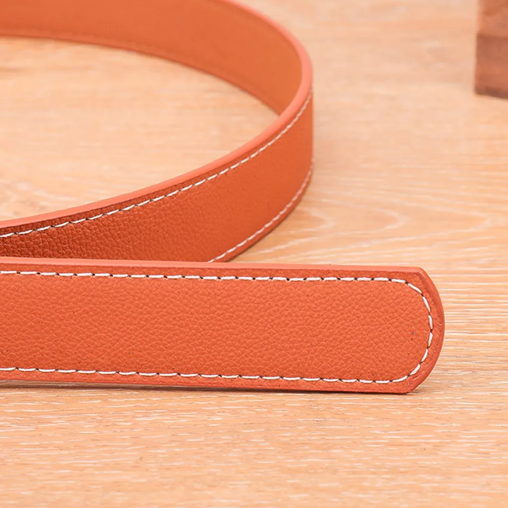 Женский Мужской ремень с металлической квадратной пряжкой кожаный Простой