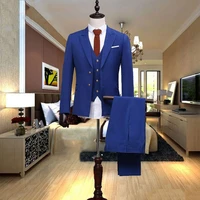 royal blue men suits 2019 wedding groom tuxedos peaked lapel custom made best man blazers 3piece jacket pants vest costume homme