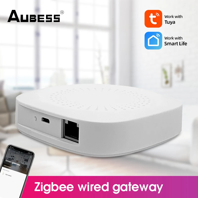 

Смарт-хаб Aubess Tuya ZigBee Gateway Bridge, проводной хаб с дистанционным управлением через приложение, совместим с Alexa Google Home Assistant