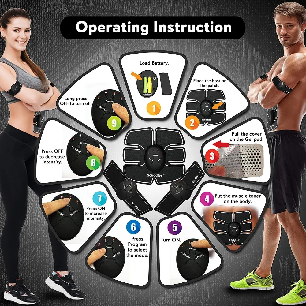 

EMS Wireless Muscle Stimulator Trainer Smart Fitness Abdominal Training Electric Weight Loss Stickers Body Slimming Belt Unisex