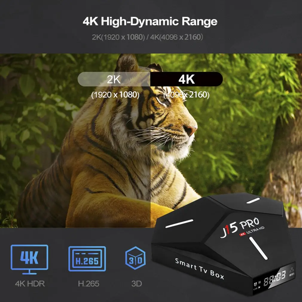 

2021 Smart TV Box Android 9.0 Rockchip RK3328 DDR3 4GB RAM 32GB ROM Set-Top Receiver J15 PRO 4K with WIFI Unique Media Player