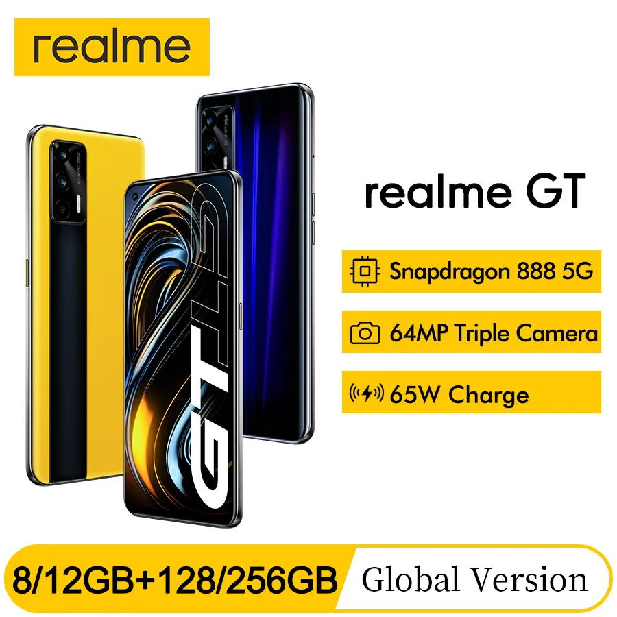 Global Version realme GT 5G 6.43'ɺMOLED 8GB 128GB 65W Dart Charge ualcomm Snapdragon 888 64MP 4500mAh Mobile Phone | Мобильные