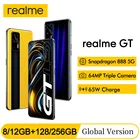 Дротик realme GT глобальная версия дюйма, AMOLED дисплей 5G дюйма, 8 ГБ, 6,43 ГБ, 65 Вт, зарядка ualcomm, Snapdragon 128, 888, 5G, 64 мп, 4500 мА  ч, мобильный телефон