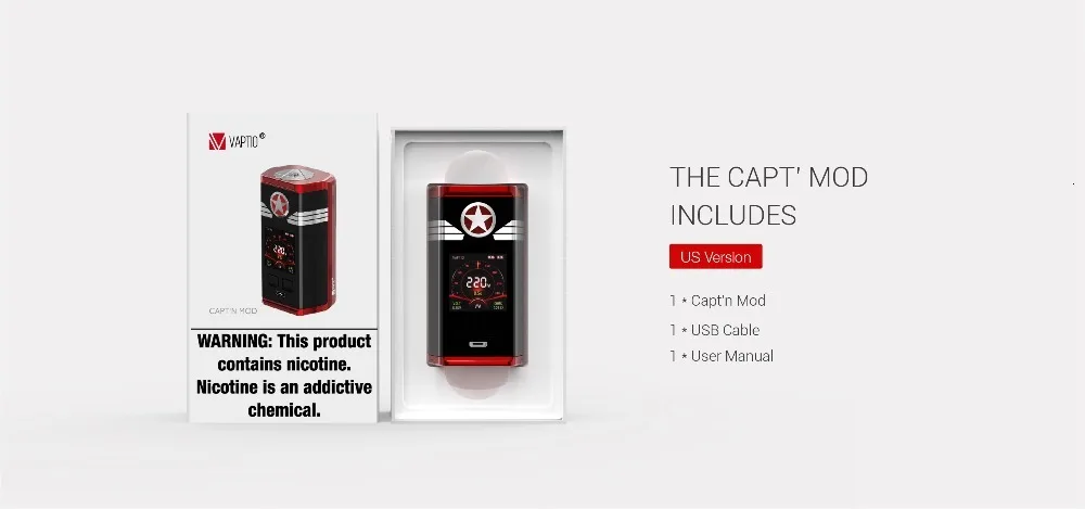 Подарочный Танк Polar Vape 220 Вт коробка мод Vaptio CAPT'N мод для электронных сигарет VW/TC/Smart/CCW/CCT/Bypass мод испаритель