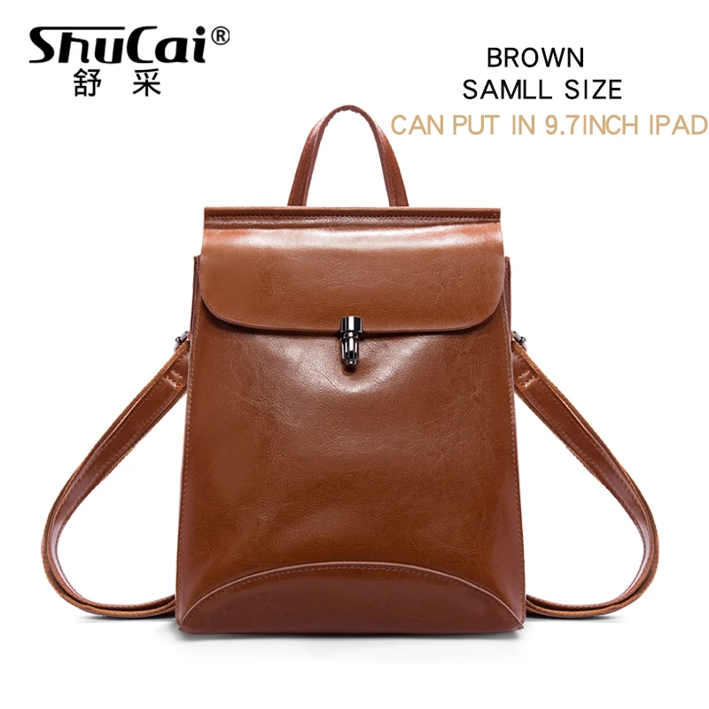 BROWN SMALL Женский кожаный рюкзак с защитой от кражи, женский рюкзак для путешествий, винтажный рюкзак, школьная сумка для девочек-подростков - Цвет: BROWN SMALL