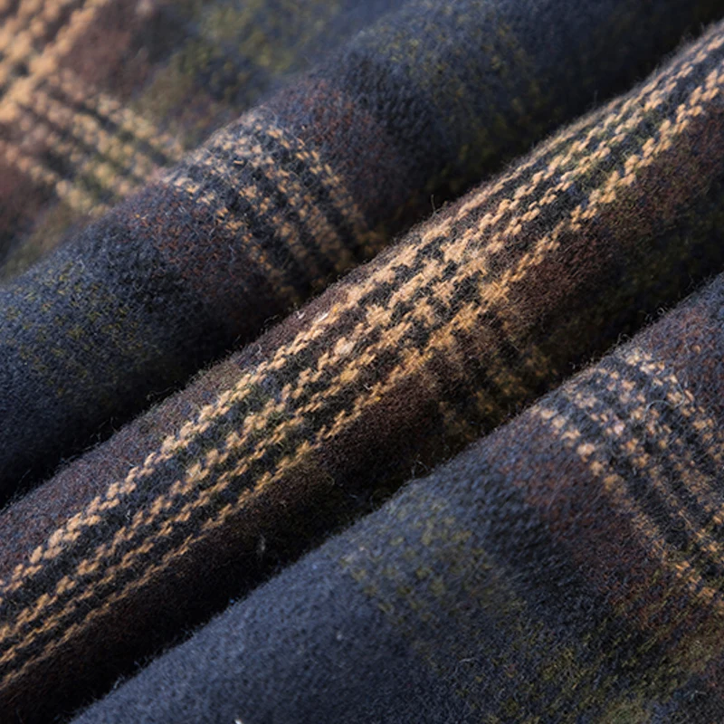 

Winter Plaid Tweed Thickened A-line Long Skirts Side Pockets Elastic Waist Vintage Autumn Flared Wool Blend Calf Long Skirts