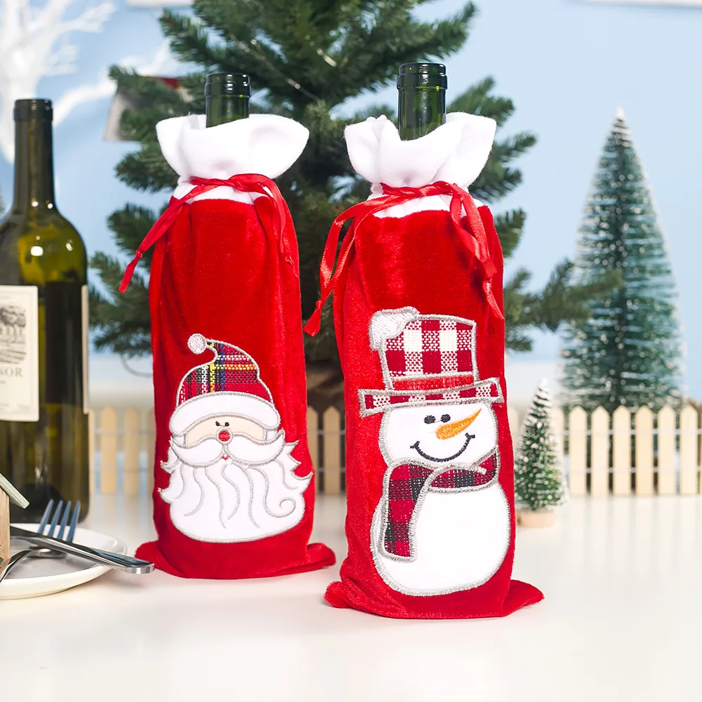 

2020 Christmas Wine Bottle Sweater Holiday Champagne Bottle Cover For Party Dinning-table Bottle Decorations Home Party Decors