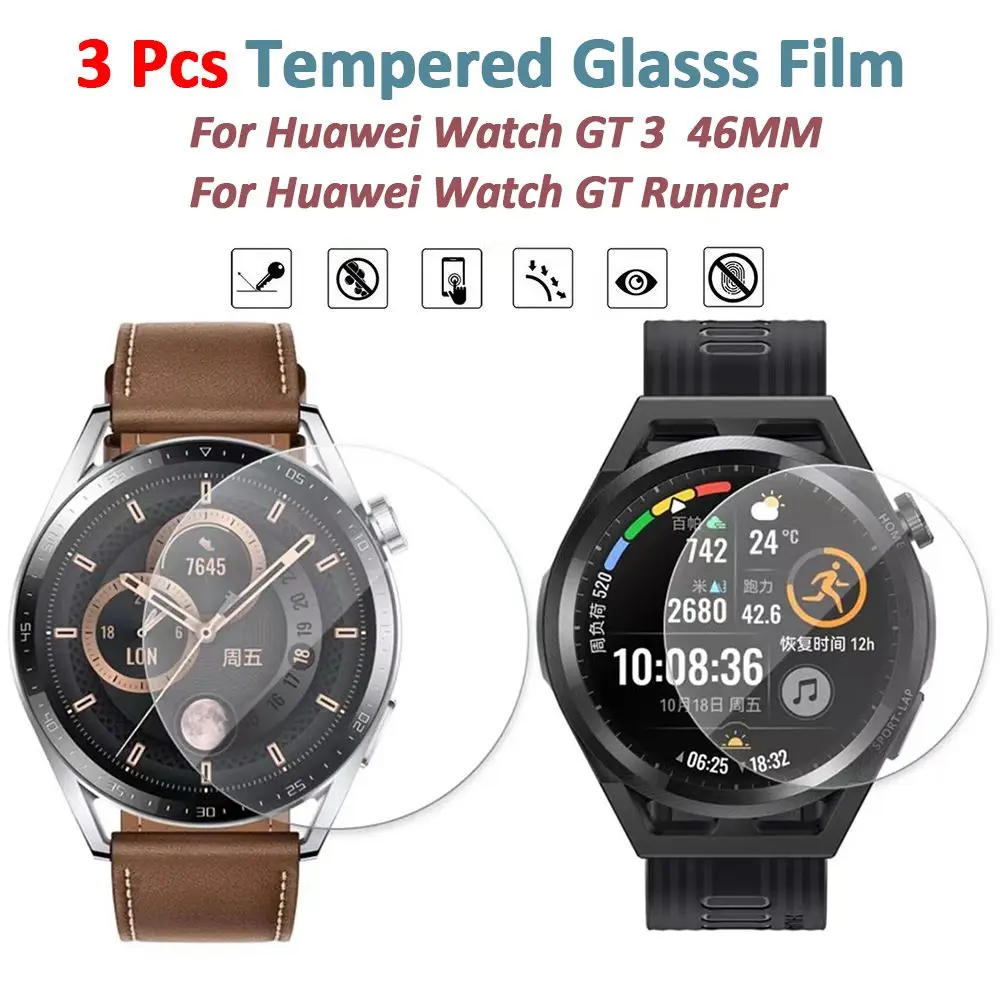 

Пленка из закаленного стекла для Huawei Watch GT 3 46 мм, взрывоустойчивая прозрачная защитная пленка на весь экран HD для GT Runner, 3 шт.