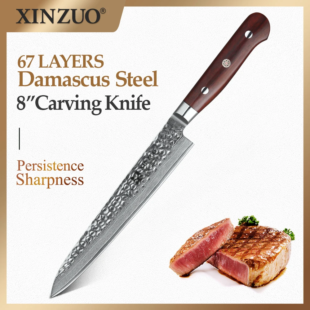 XINZUO 8 ''нож для нарезки Дамасские кухонные ножи 67 слоев VG10 стальной нож мяса