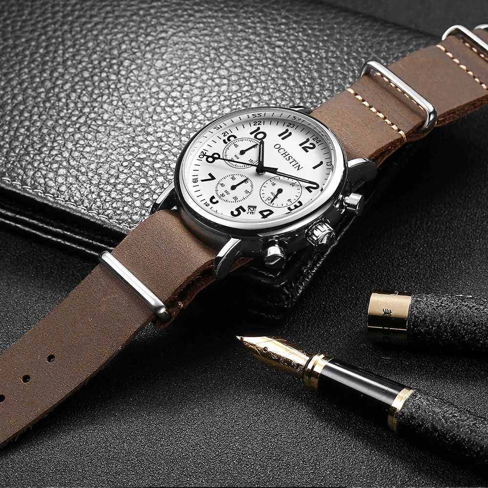 Часы кварцевые мужские наручные повседневные винтажные классические с кожаным