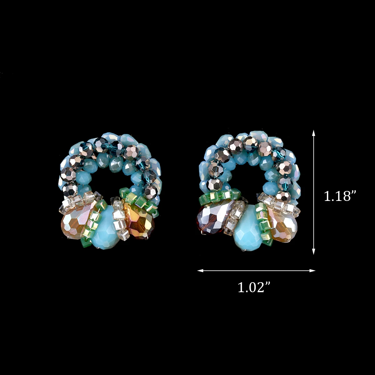 HAHATOTO круглой формы в форме цветка Форма серьги гвоздики с синим Цвет украшенные