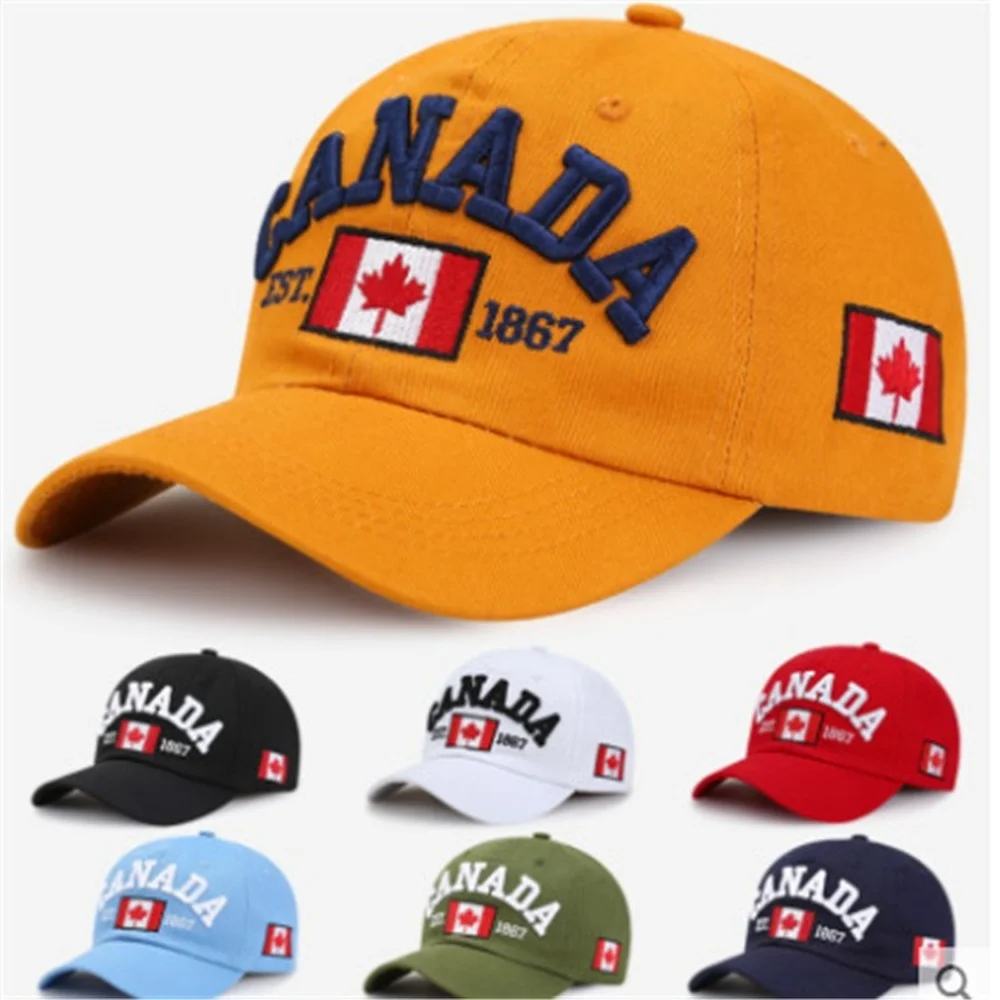 

Canada Letter Embordered Baseball Cap Men Women's National Jack Hip Hop Hat Pure Cotton Versatile Snap Back Trucker Cap