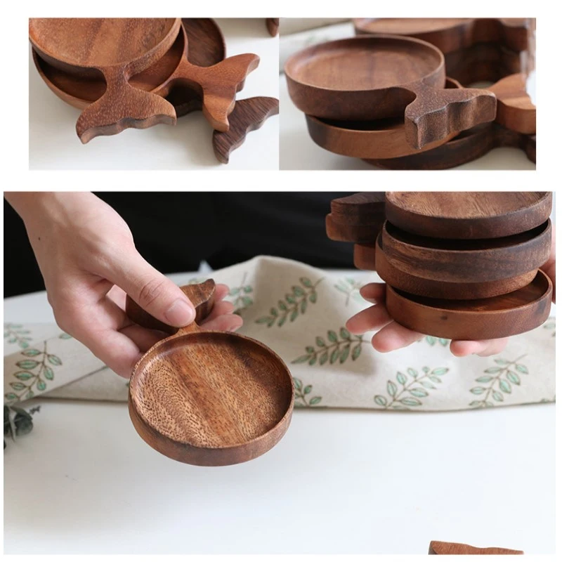 

Sauce Wooden Dish Acacia Wooden Fish Shaped Retro Tableware Dipping Sauce Dish Seasoning Dish Japanese Dipping Bowls Snack Dish