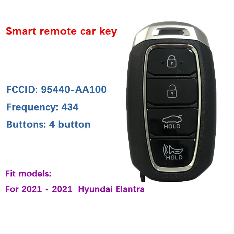 

CN020154 4 Button Original 2021 Hyundai Elantra Smart Remote Key Wth PN Number 95440-AA100 433Mhz NYOMBEC5FOB2004 (OEM)