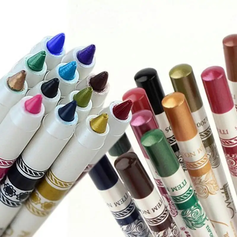 

New Hot Sale 12 Color Glitter Lip liner Eye Shadow eye liner Pencil Pen Cosmetic Makeup Set