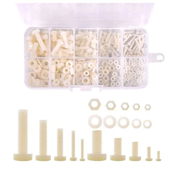 Hot New M2 M2.5 M3 M4 M5 (Total 270pcs) Nylon Screw / Nut Washer Assortment Kit Come with Plastic Box white | Обустройство дома