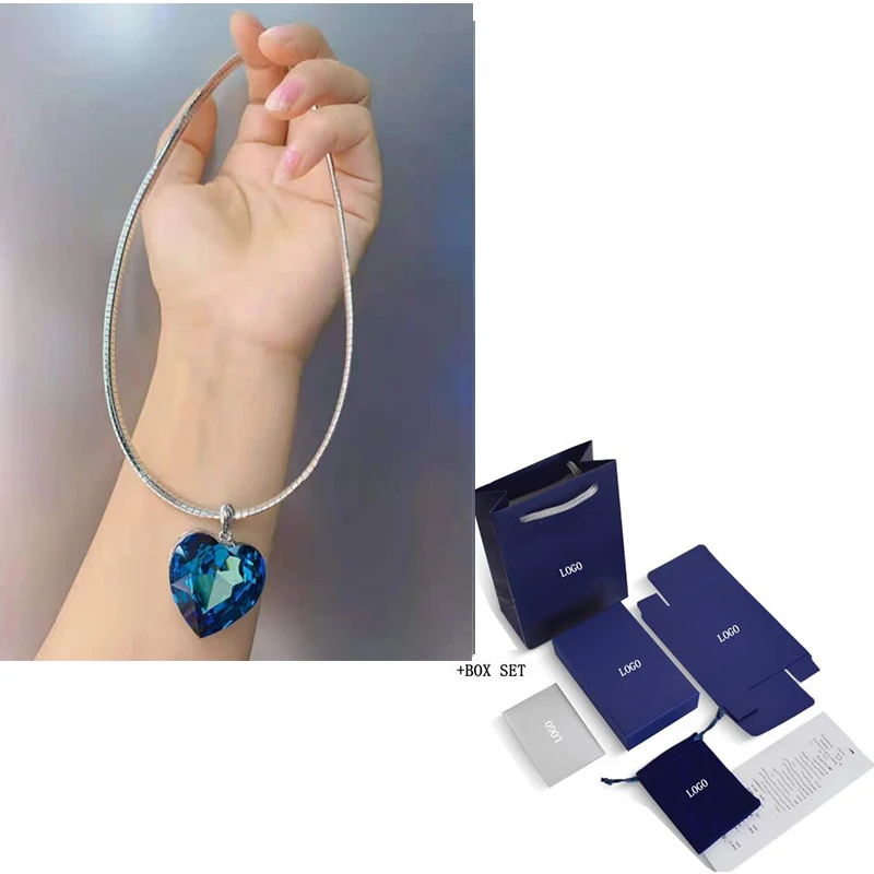 

Fashion Accessories SWA New Sea Heart Pendant Decoration Shiny Crystal Necklace Lady Romantic High-end Jewelry Birthday Gift