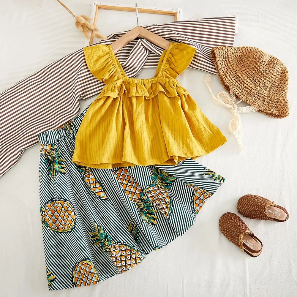 

Children Clothes Summer Pineapple Baby Girls Clothes Set Top+Skirt 2pcs Tracksuit Suit Kids Outfits For Toddler Girls 2 7 8 Year