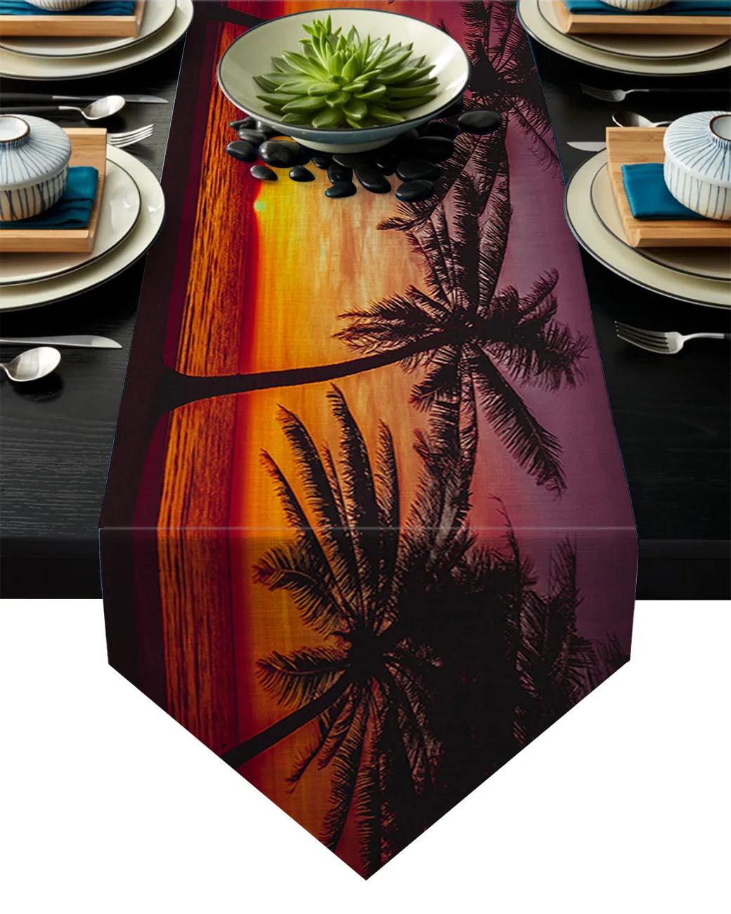 Тропический пляж Закат пейзаж настольная дорожка комод шарфы кухонный стол