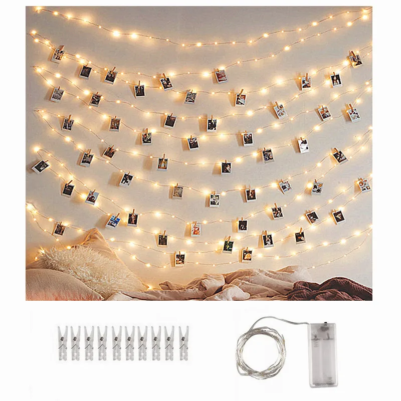 Медный провод зажим для фото светодиодные гирлянды рождественские украшения