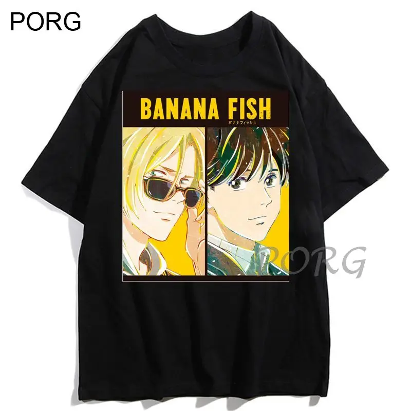 

Футболка ASH X EIJI с забавным принтом бананов и рыбок, Мужская модная футболка с коротким рукавом и круглым вырезом, хипстерские летние футболк...