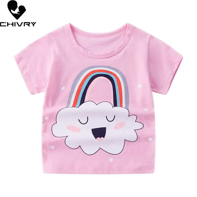 

New 2020 Summer Kids Girls Baby Fashion T Shirt Cartoon Print Short Sleeve T-shirts Cotton Children Tops Clothing for 3-10T