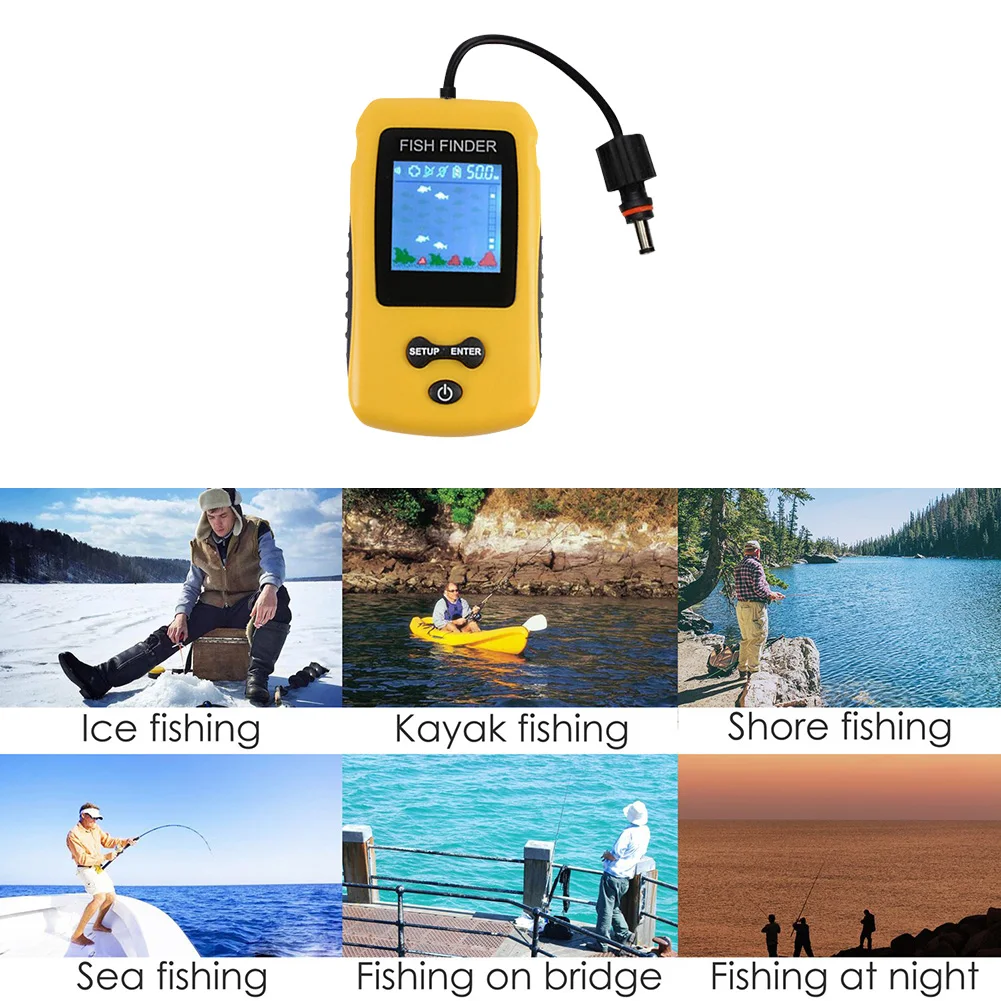 

Handheld Fish Finder Portable Fishing Kayak Fishfinder Fish Depth Finder Fishing Gear with Sonar Transducer and LCD Display